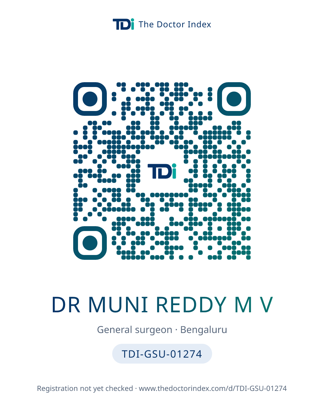 QR card for Dr Muni Reddy M V, TDI-GSU-01274