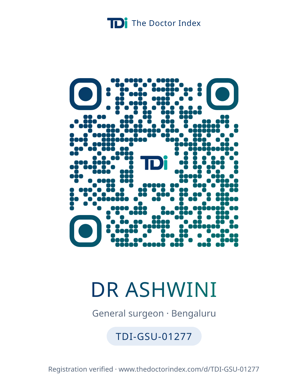 QR card for Dr Ashwini, TDI-GSU-01277