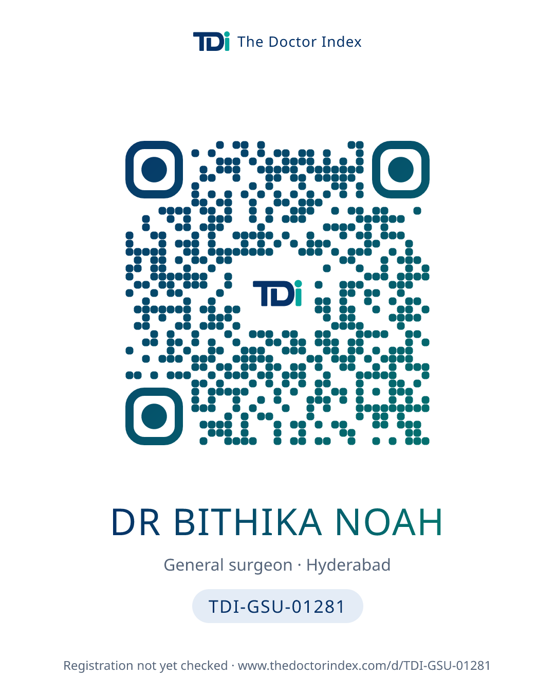 QR card for Dr Bithika Noah, TDI-GSU-01281