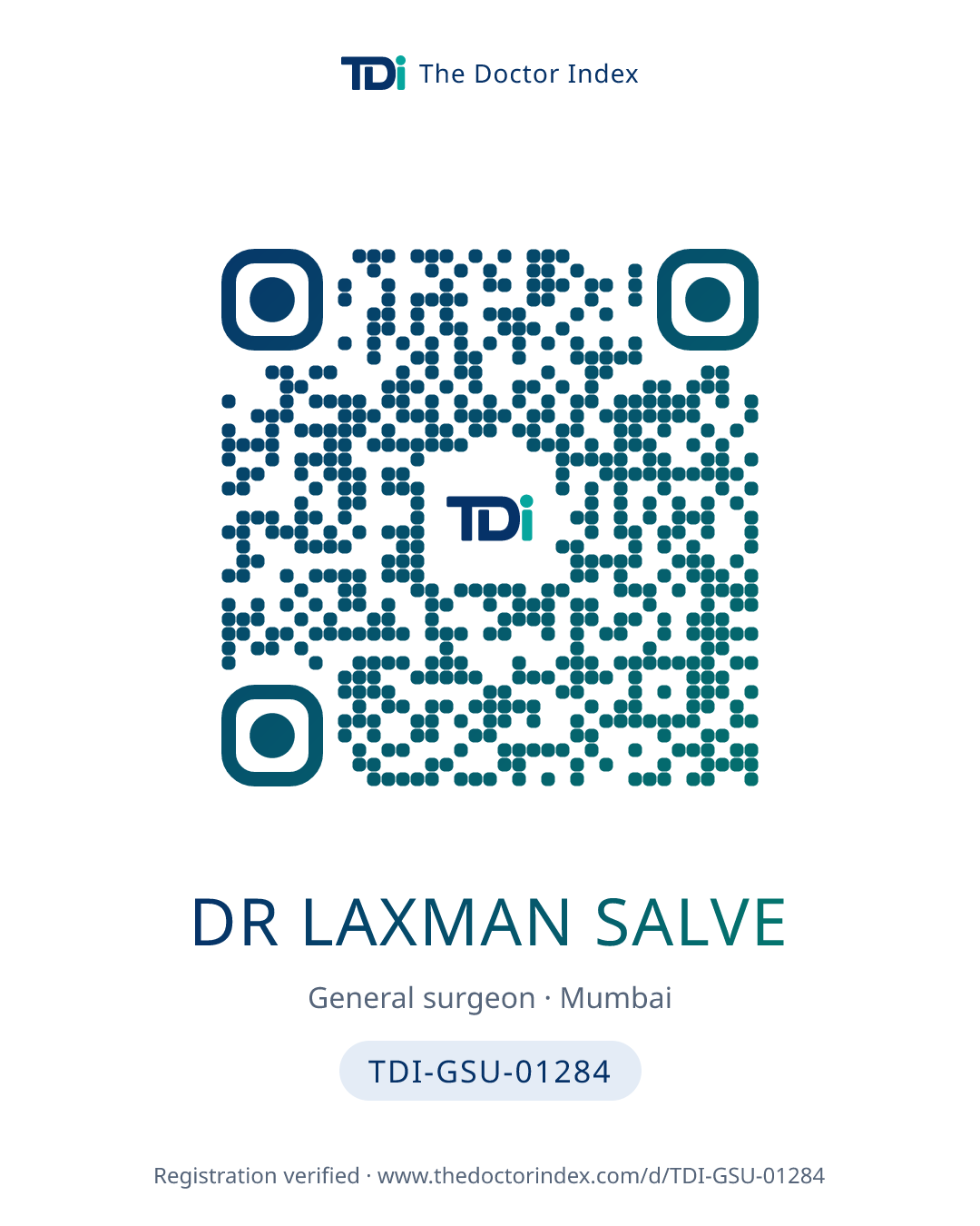QR card for Dr Laxman Salve, TDI-GSU-01284