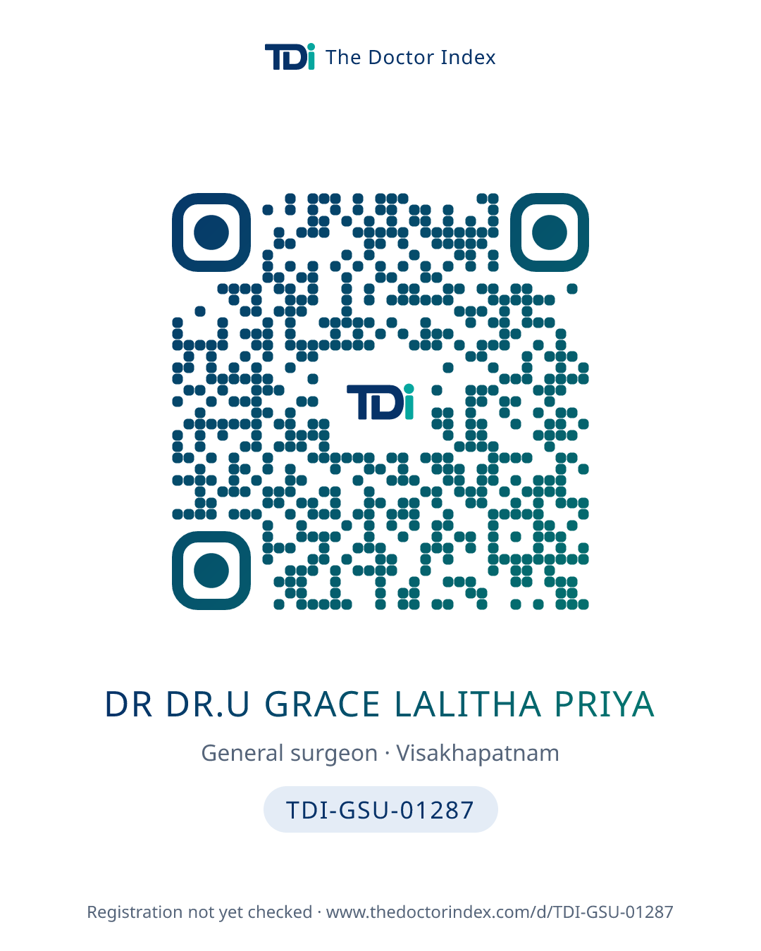 QR card for Dr Dr.u Grace Lalitha Priya, TDI-GSU-01287
