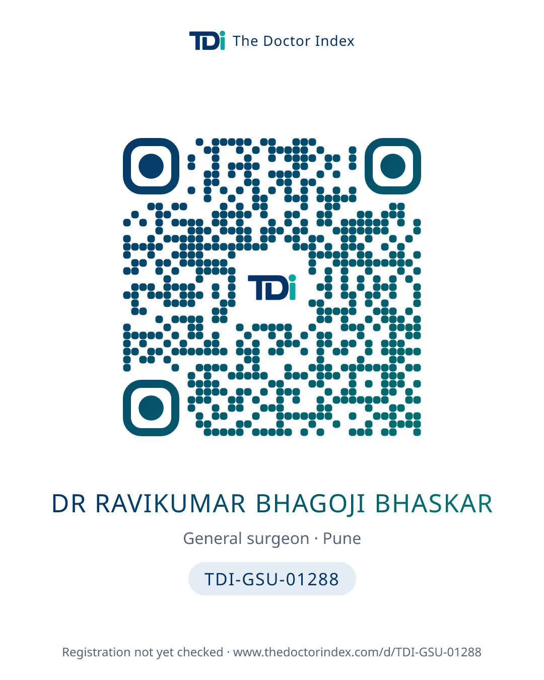 QR card for Dr Ravikumar Bhagoji Bhaskar, TDI-GSU-01288