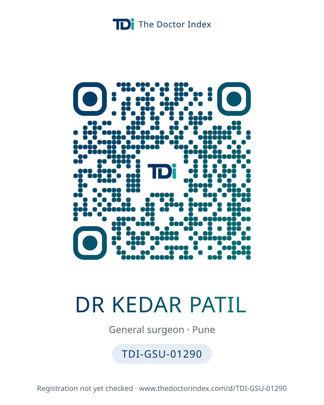 QR card for Dr Kedar Patil, TDI-GSU-01290