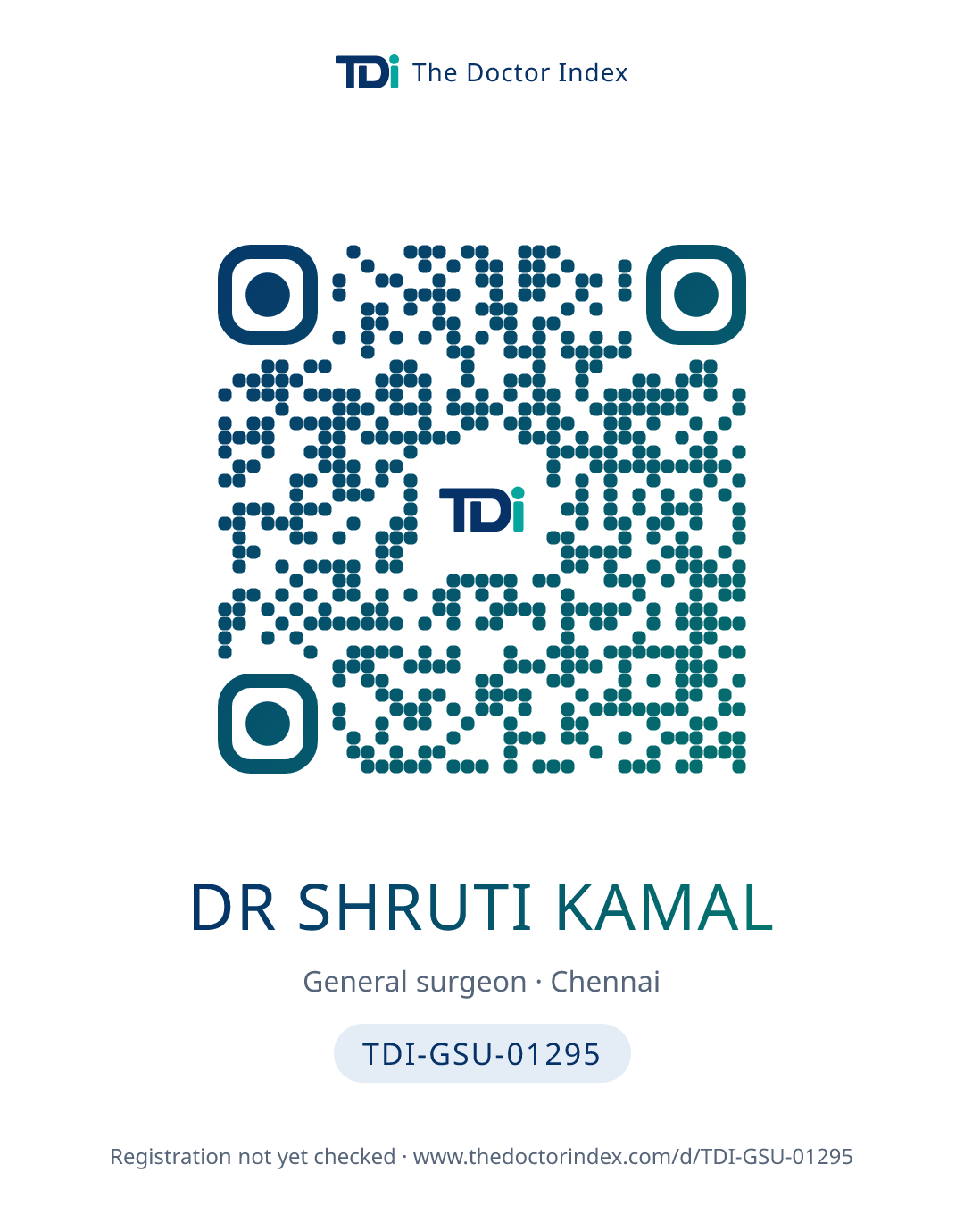 QR card for Dr Shruti Kamal, TDI-GSU-01295