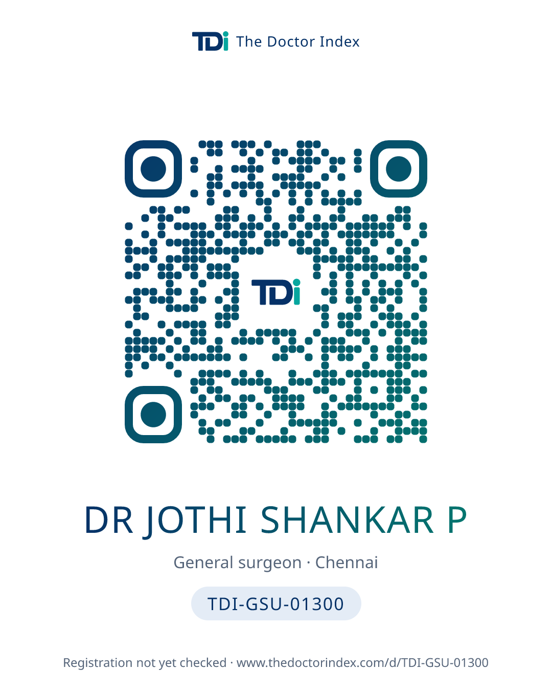QR card for Dr Jothi Shankar P, TDI-GSU-01300