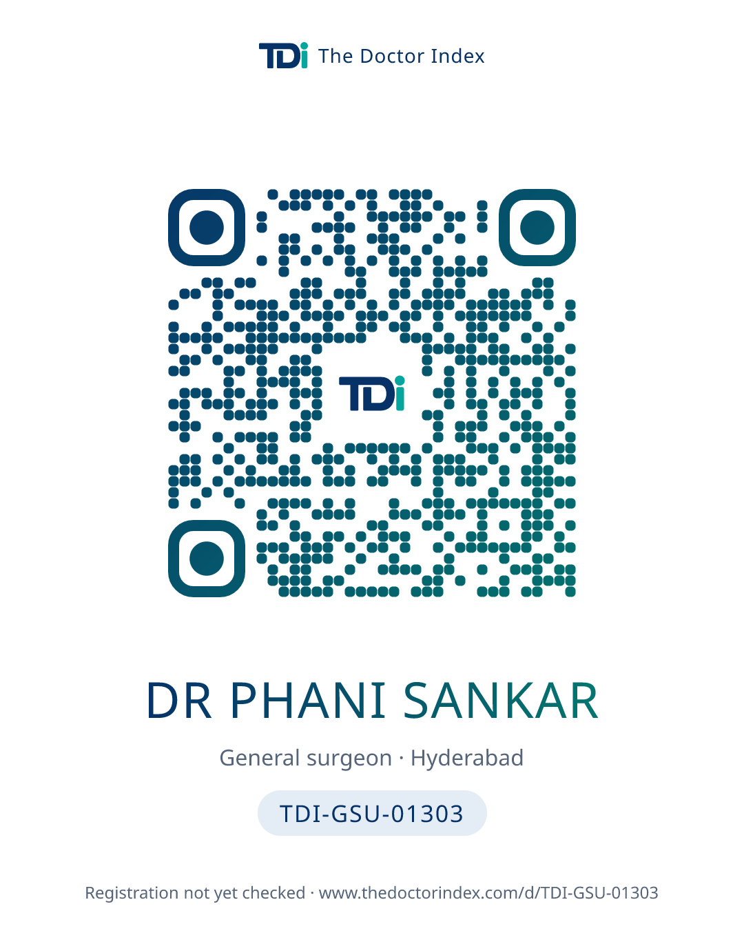 QR card for Dr Phani Sankar, TDI-GSU-01303