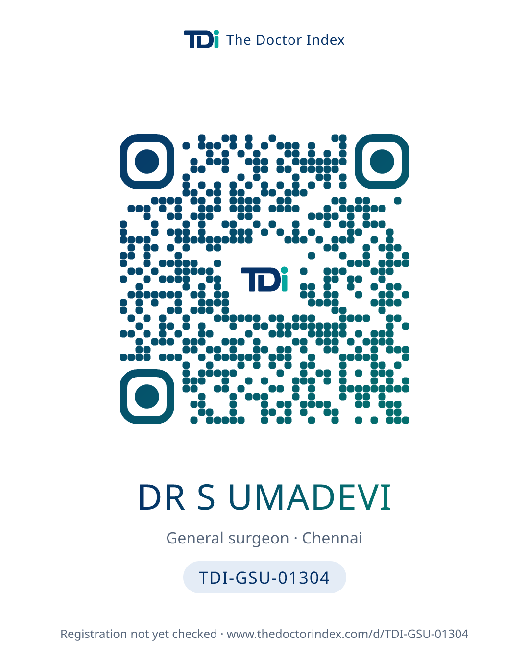 QR card for Dr S Umadevi, TDI-GSU-01304