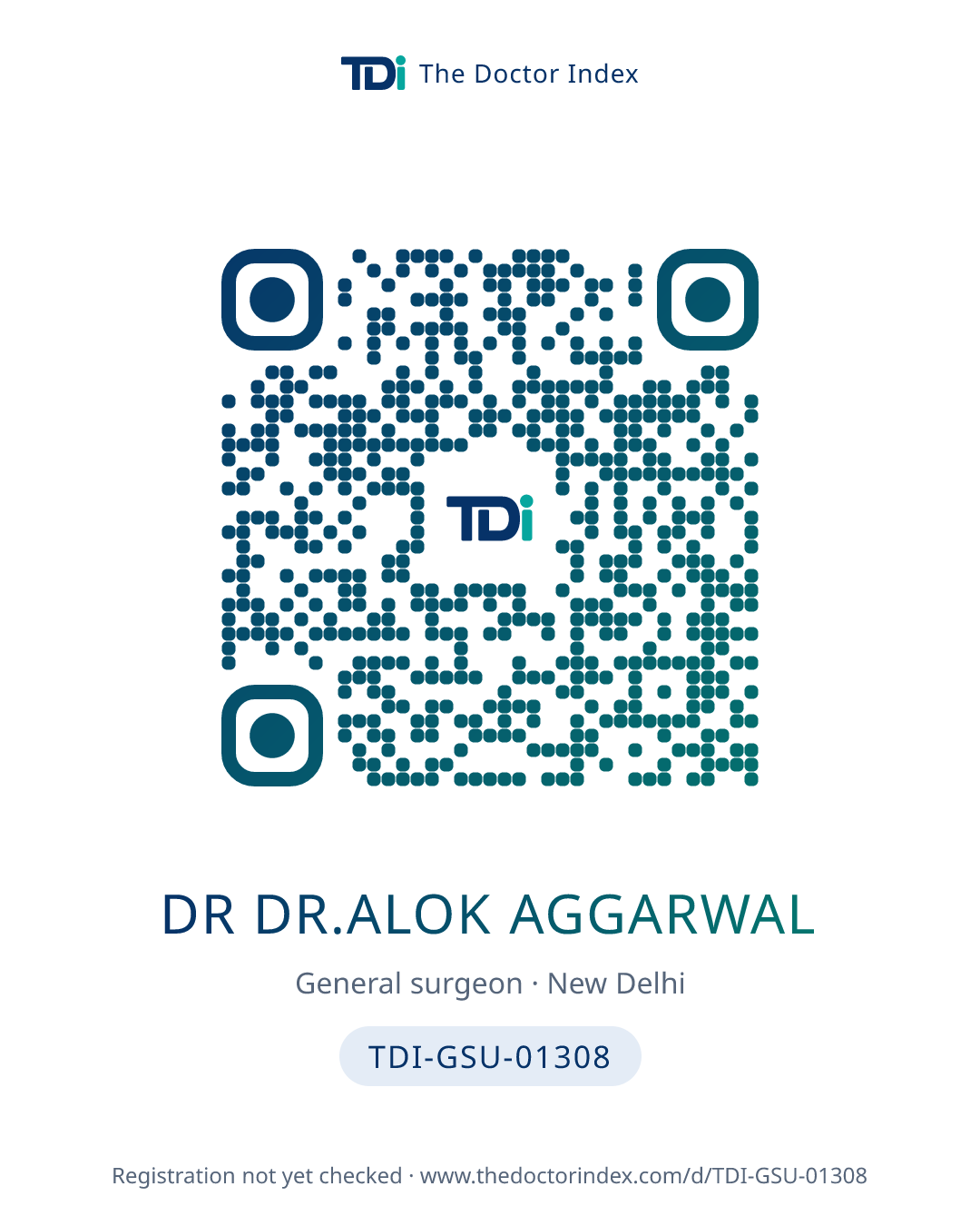 QR card for Dr Dr.alok Aggarwal, TDI-GSU-01308