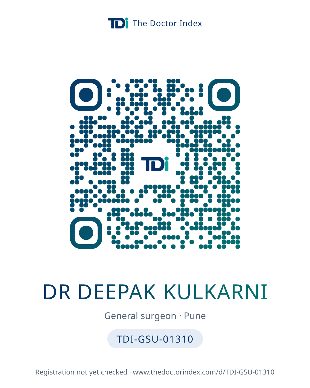 QR card for Dr Deepak Kulkarni, TDI-GSU-01310