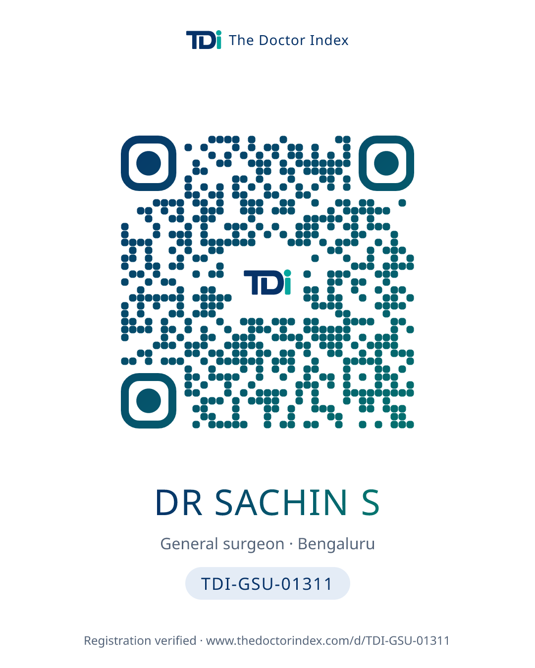 QR card for Dr Sachin S, TDI-GSU-01311