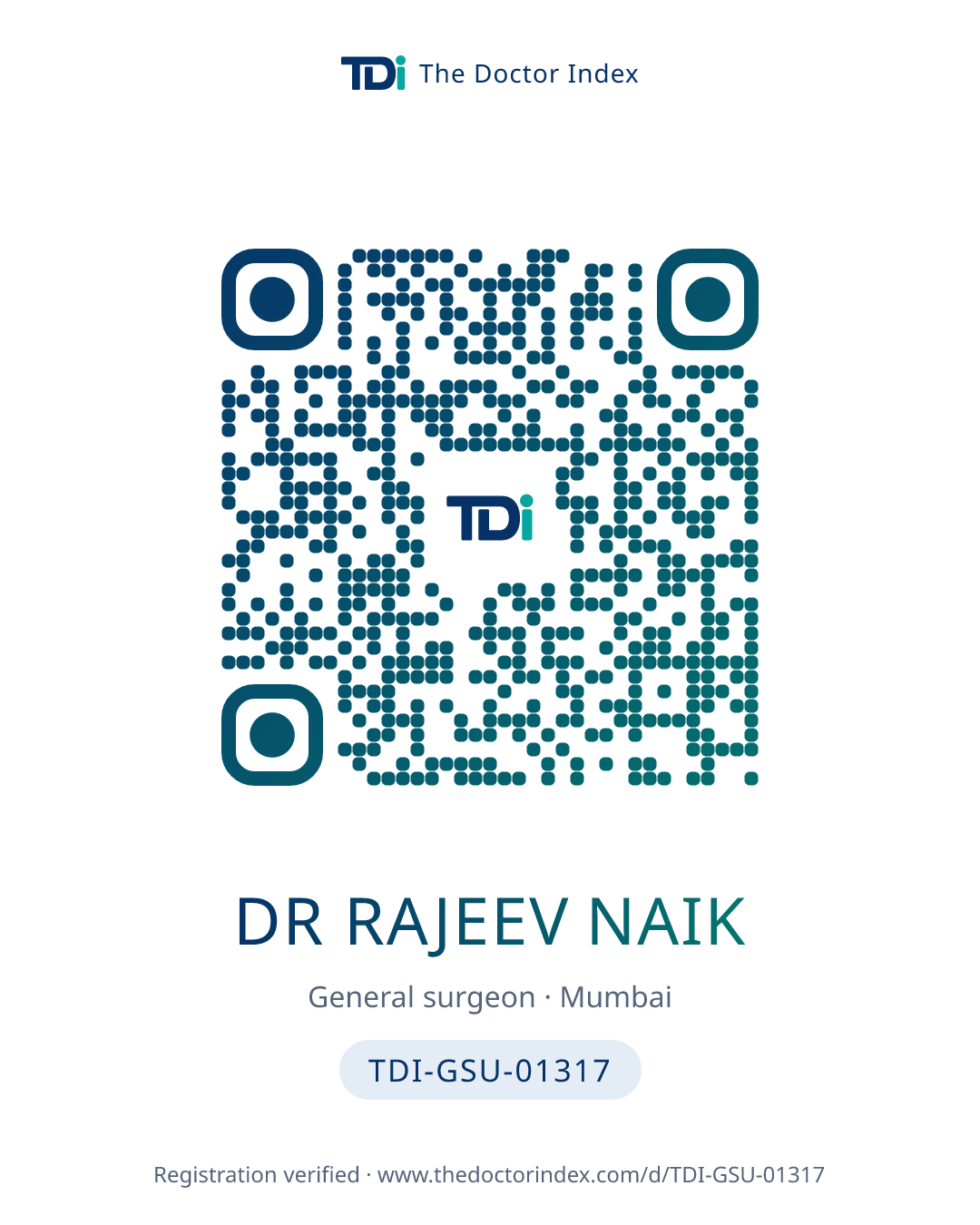QR card for Dr Rajeev Naik, TDI-GSU-01317
