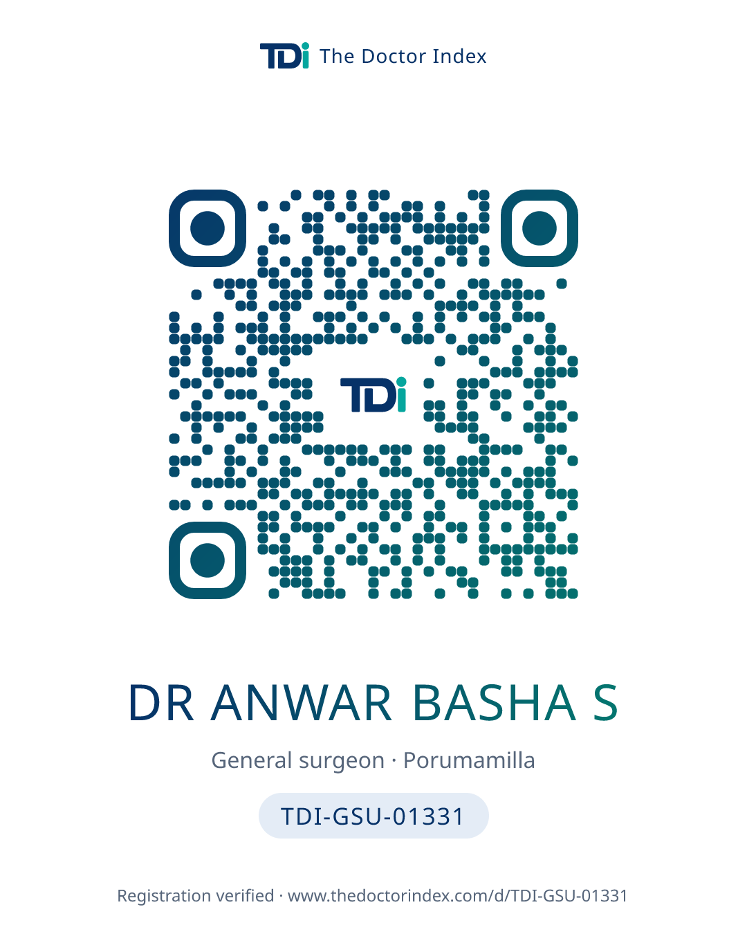 QR card for Dr Anwar Basha S, TDI-GSU-01331