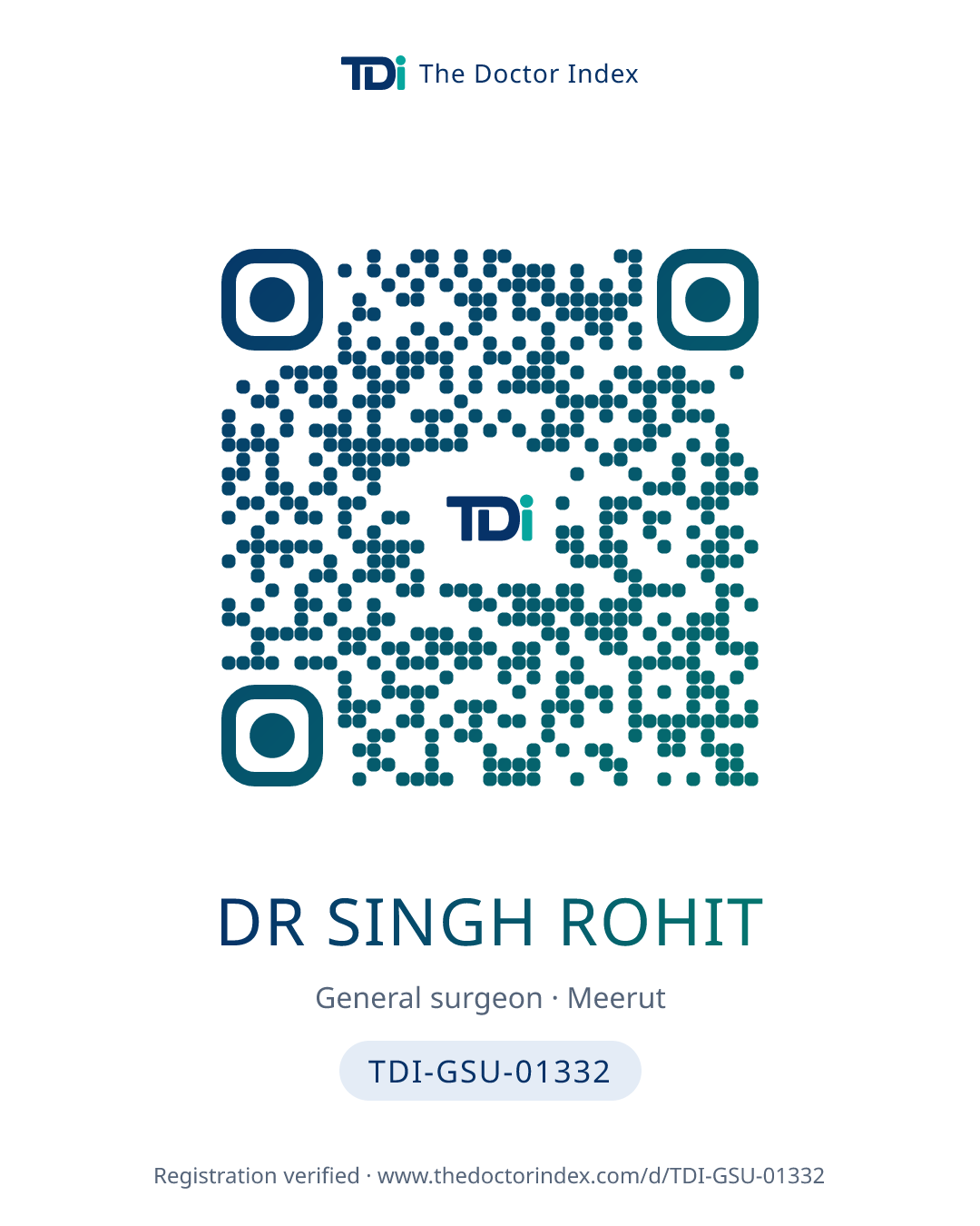 QR card for Dr Singh Rohit, TDI-GSU-01332