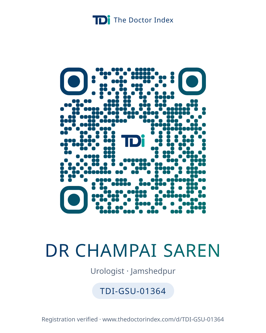 QR card for Dr Champai Saren, TDI-GSU-01364