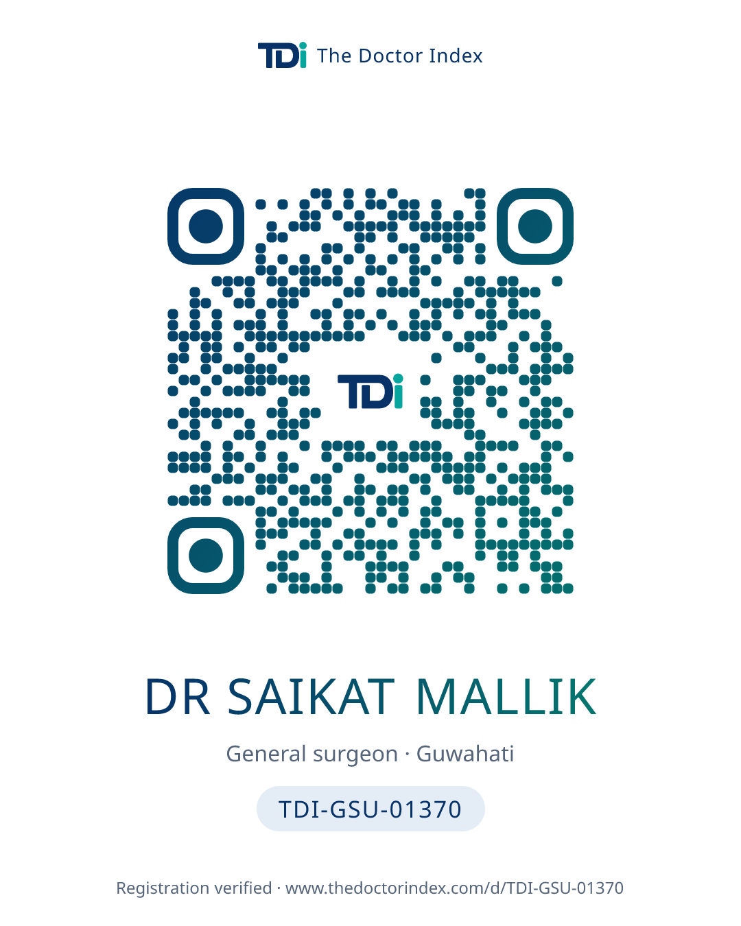 QR card for Dr Saikat Mallik, TDI-GSU-01370