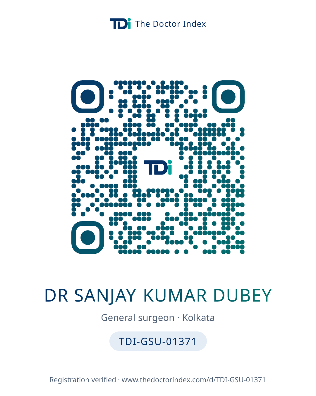 QR card for Dr Sanjay Kumar Dubey, TDI-GSU-01371