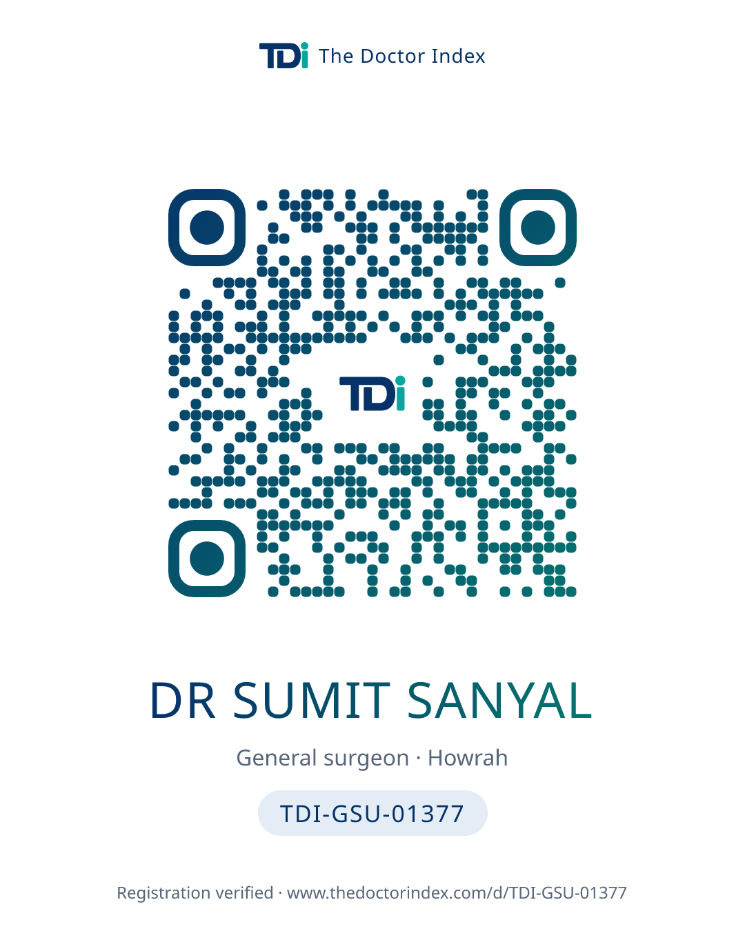 QR card for Dr Sumit Sanyal, TDI-GSU-01377