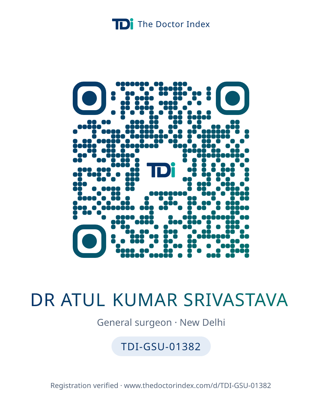 QR card for Dr Atul Kumar Srivastava, TDI-GSU-01382
