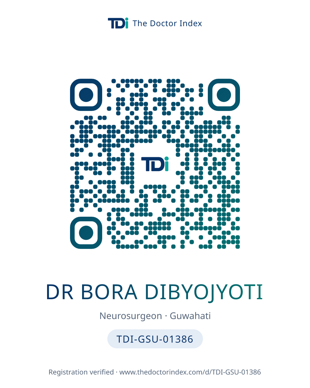 QR card for Dr Bora Dibyojyoti, TDI-GSU-01386