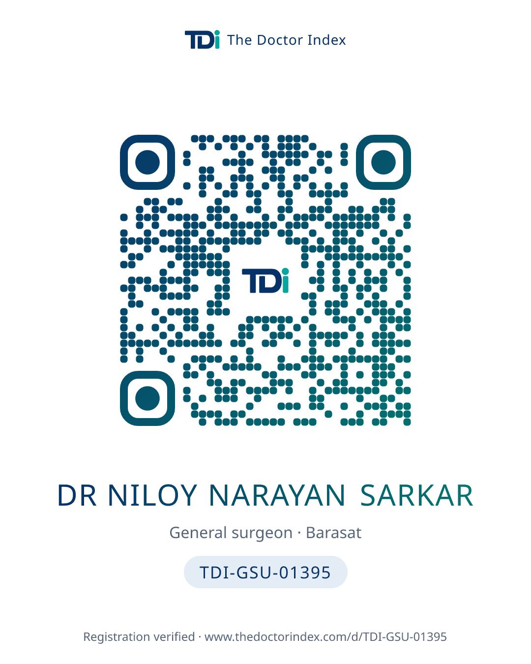 QR card for Dr Niloy Narayan Sarkar, TDI-GSU-01395