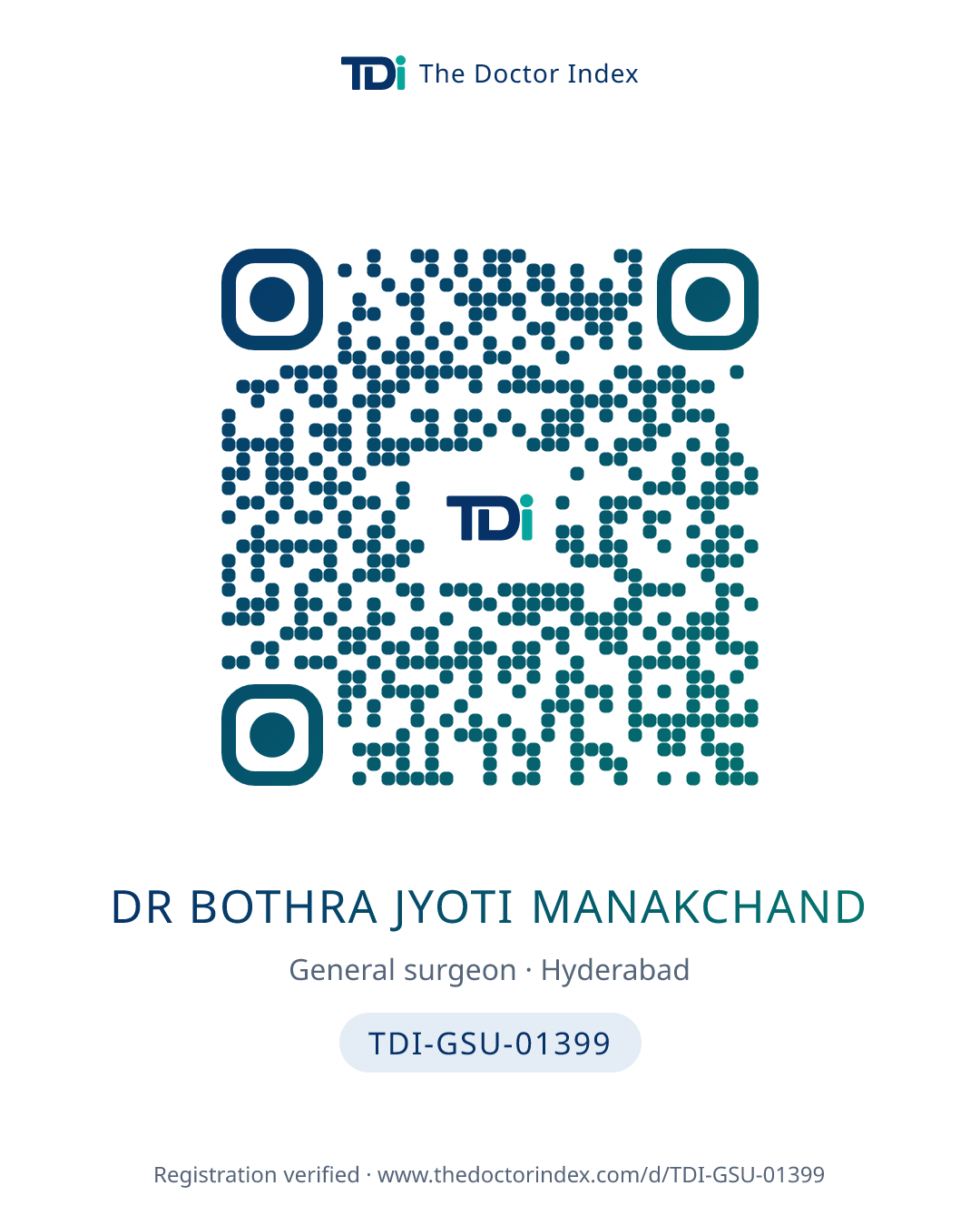QR card for Dr Bothra Jyoti Manakchand, TDI-GSU-01399