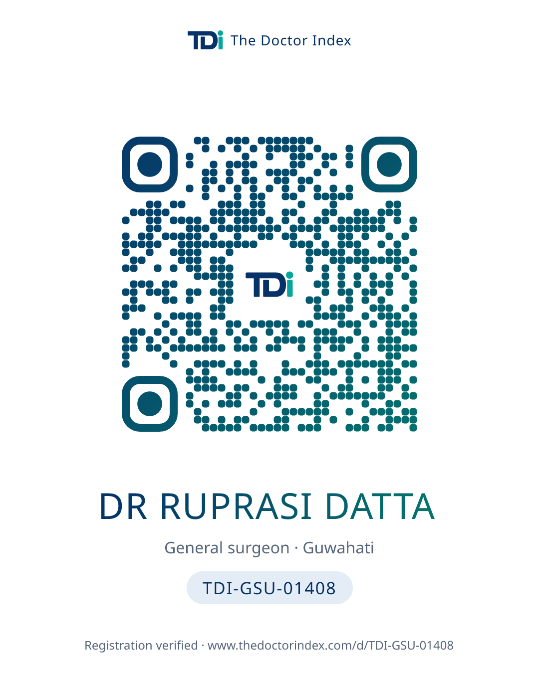 QR card for Dr Ruprasi Datta, TDI-GSU-01408