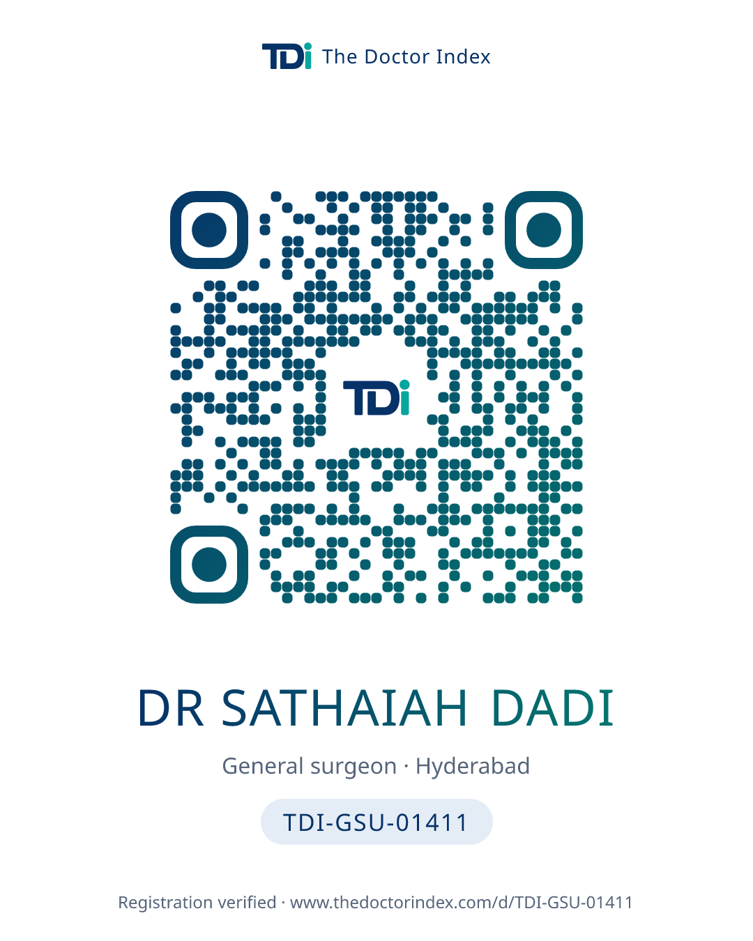 QR card for Dr Sathaiah Dadi, TDI-GSU-01411