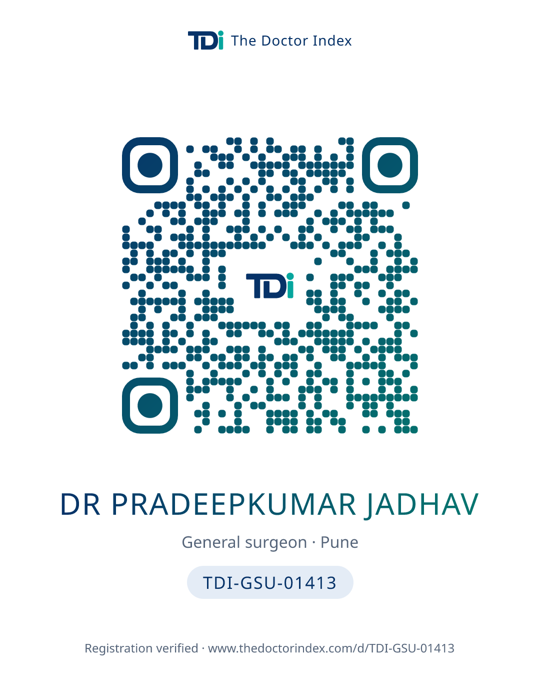 QR card for Dr Pradeepkumar Jadhav, TDI-GSU-01413