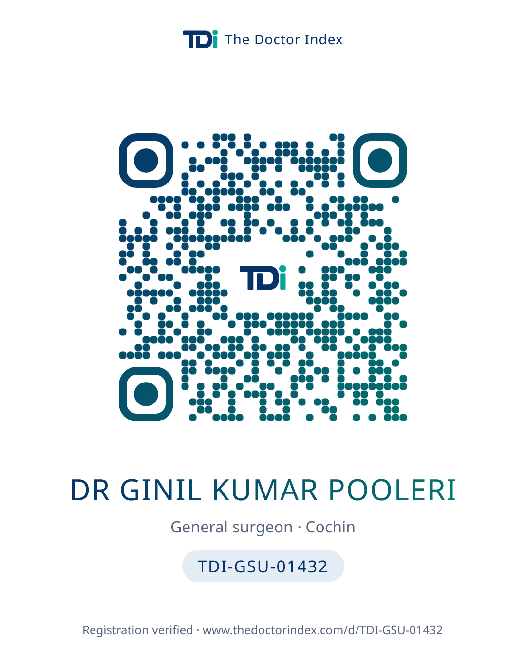 QR card for Dr Ginil Kumar Pooleri, TDI-GSU-01432