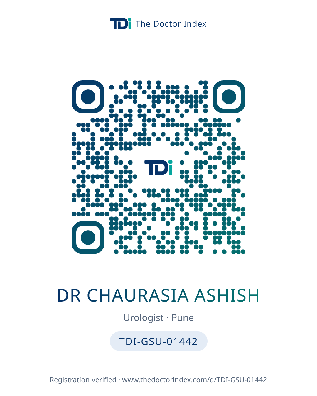 QR card for Dr Chaurasia Ashish, TDI-GSU-01442