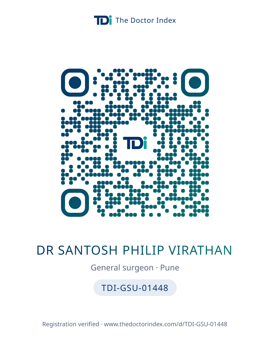 QR card for Dr Santosh Philip Virathan, TDI-GSU-01448