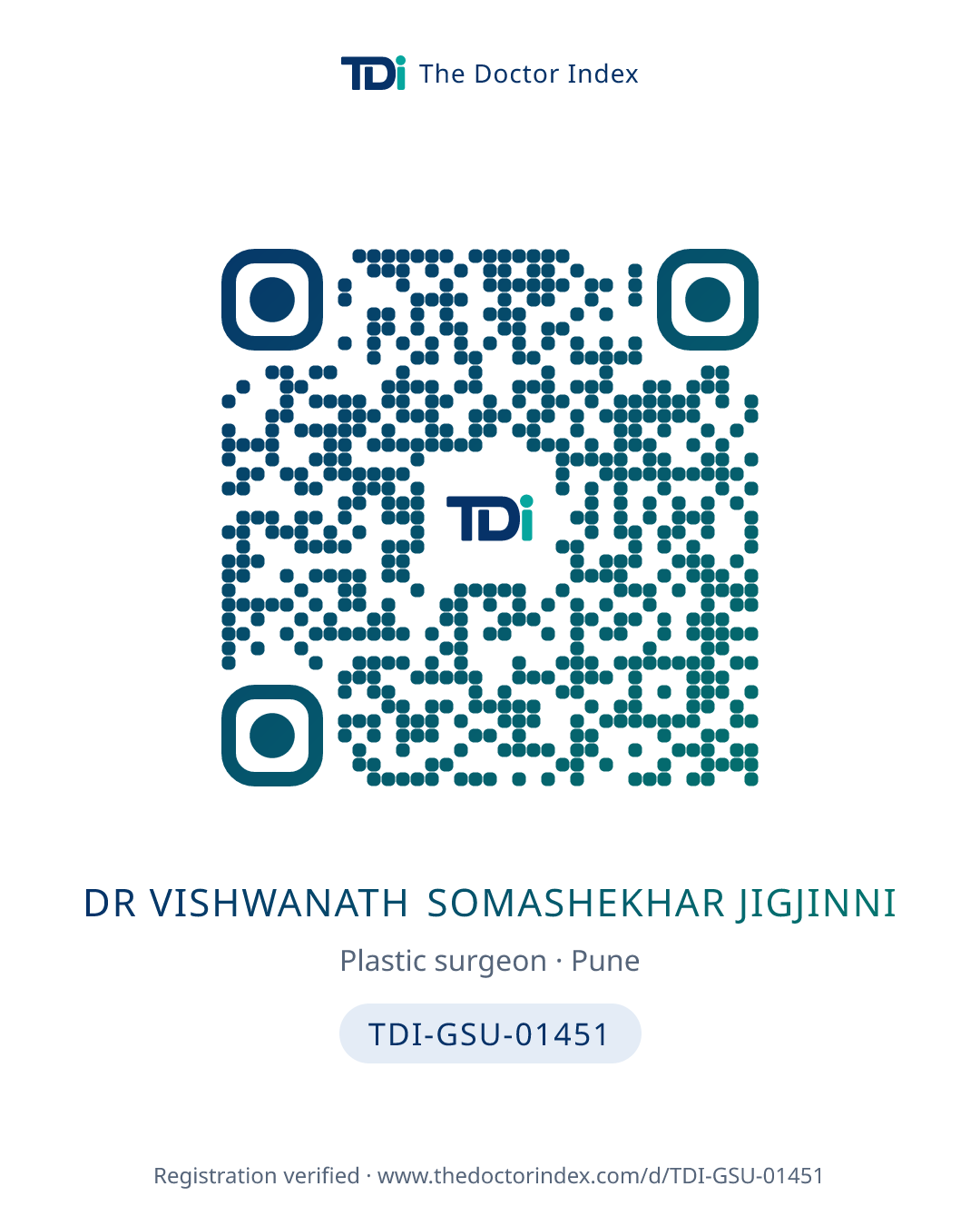 QR card for Dr Vishwanath Somashekhar Jigjinni, TDI-GSU-01451