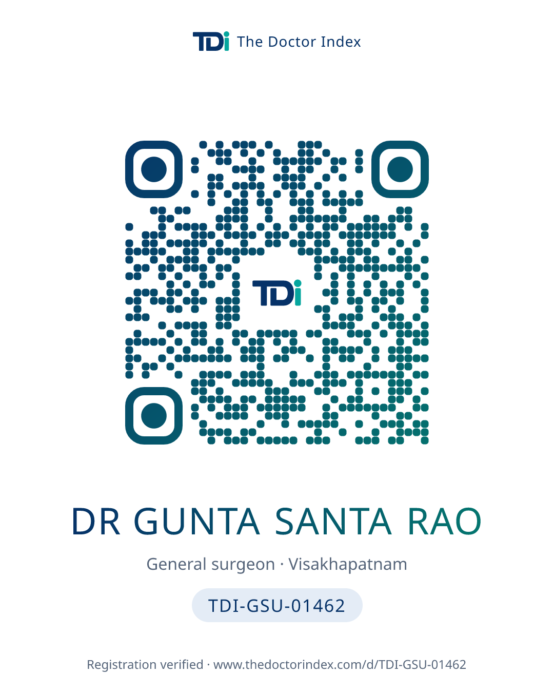 QR card for Dr Gunta Santa Rao, TDI-GSU-01462