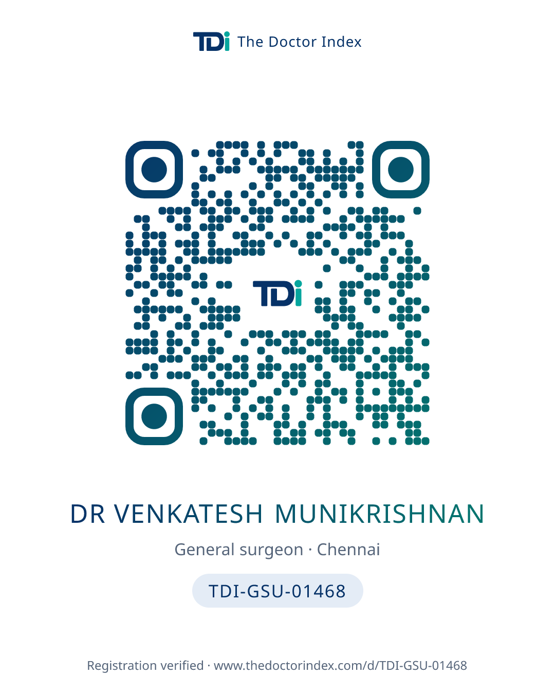 QR card for Dr Venkatesh Munikrishnan, TDI-GSU-01468