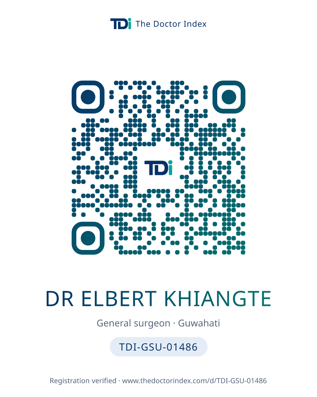 QR card for Dr Elbert Khiangte, TDI-GSU-01486