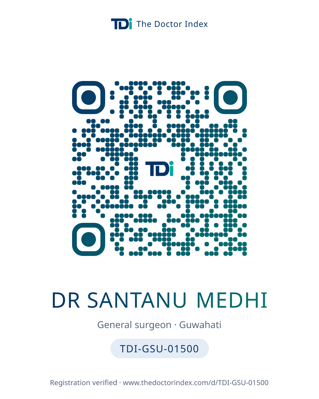 QR card for Dr Santanu Medhi, TDI-GSU-01500