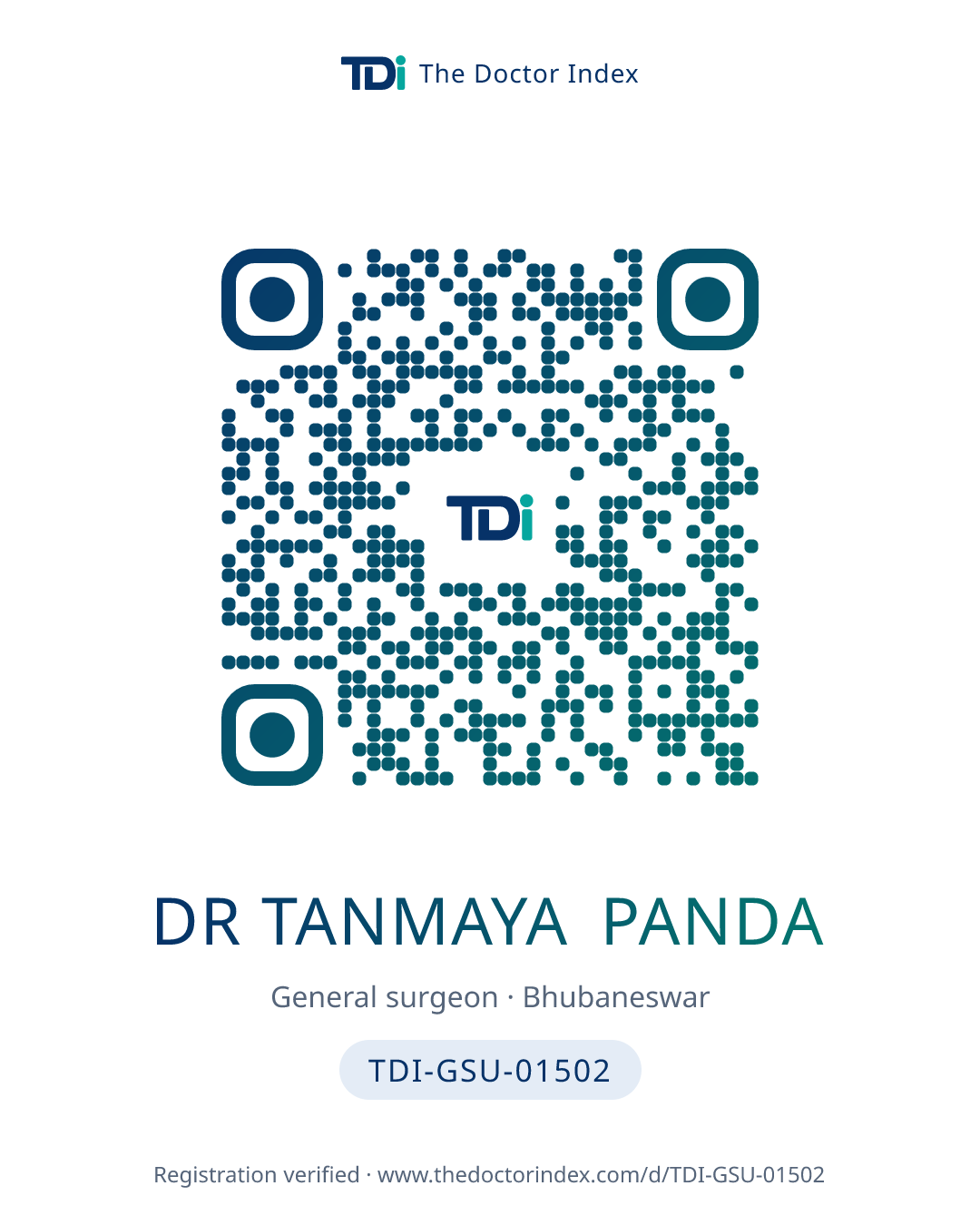 QR card for Dr Tanmaya Panda, TDI-GSU-01502