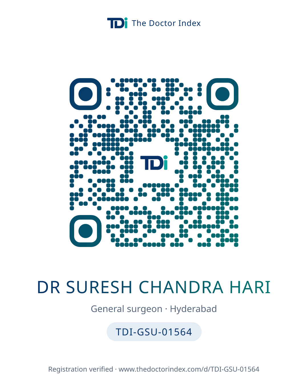 QR card for Dr Suresh Chandra Hari, TDI-GSU-01564