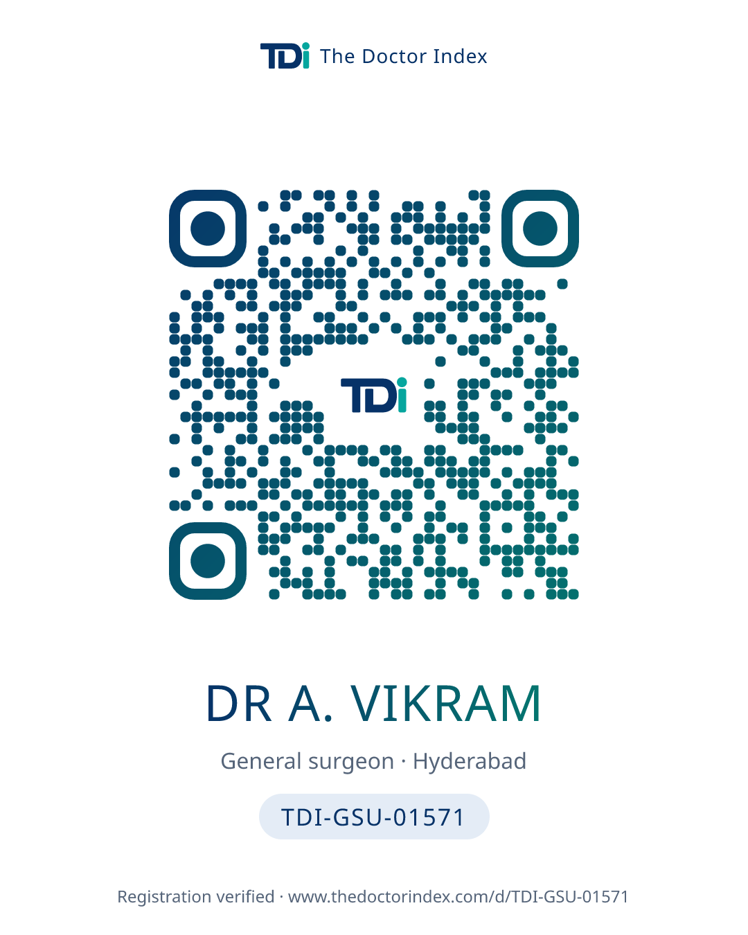 QR card for Dr A. Vikram, TDI-GSU-01571