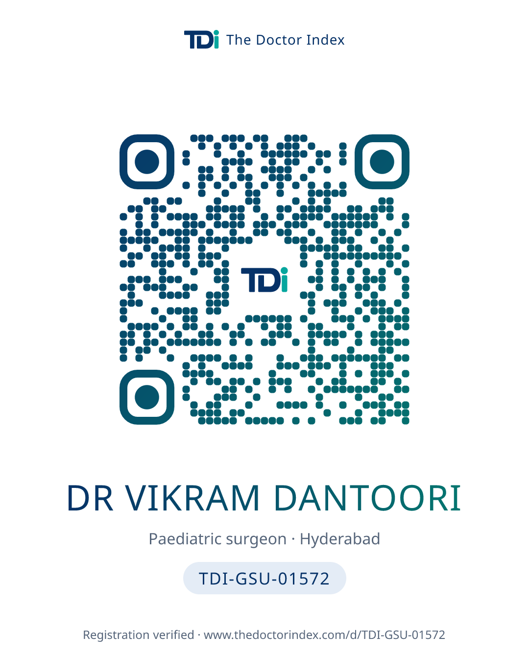 QR card for Dr Vikram Dantoori, TDI-GSU-01572
