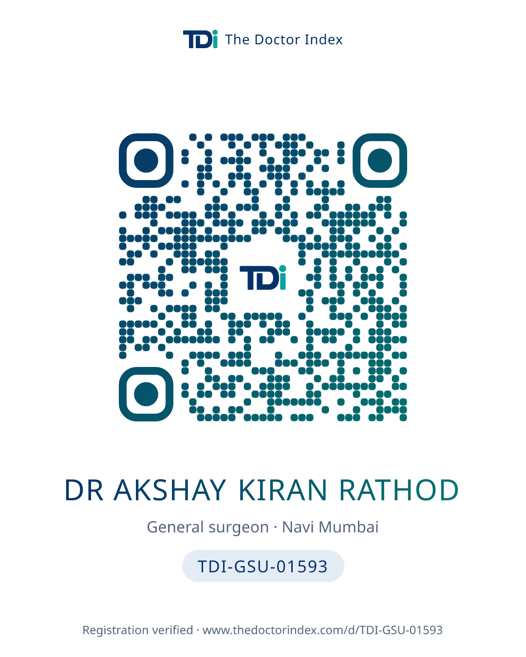 QR card for Dr Akshay Kiran Rathod, TDI-GSU-01593