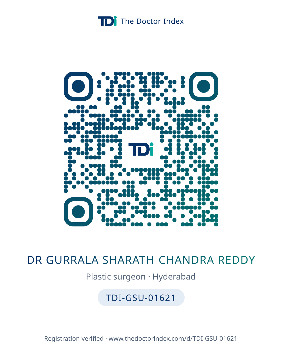 QR card for Dr Gurrala Sharath Chandra Reddy, TDI-GSU-01621
