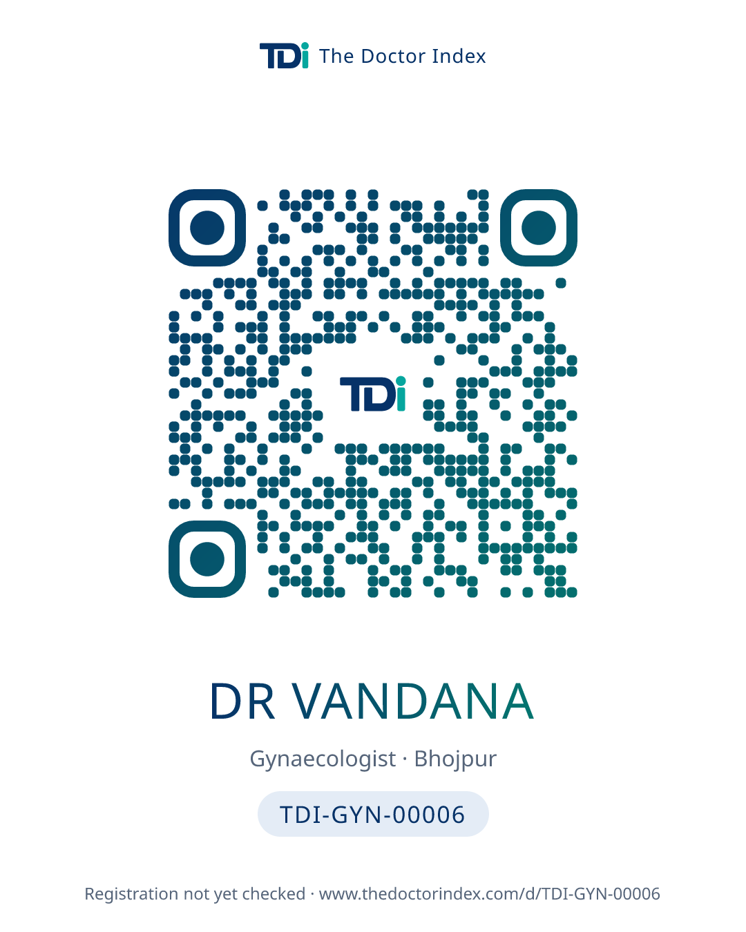 QR card for Dr Vandana, TDI-GYN-00006