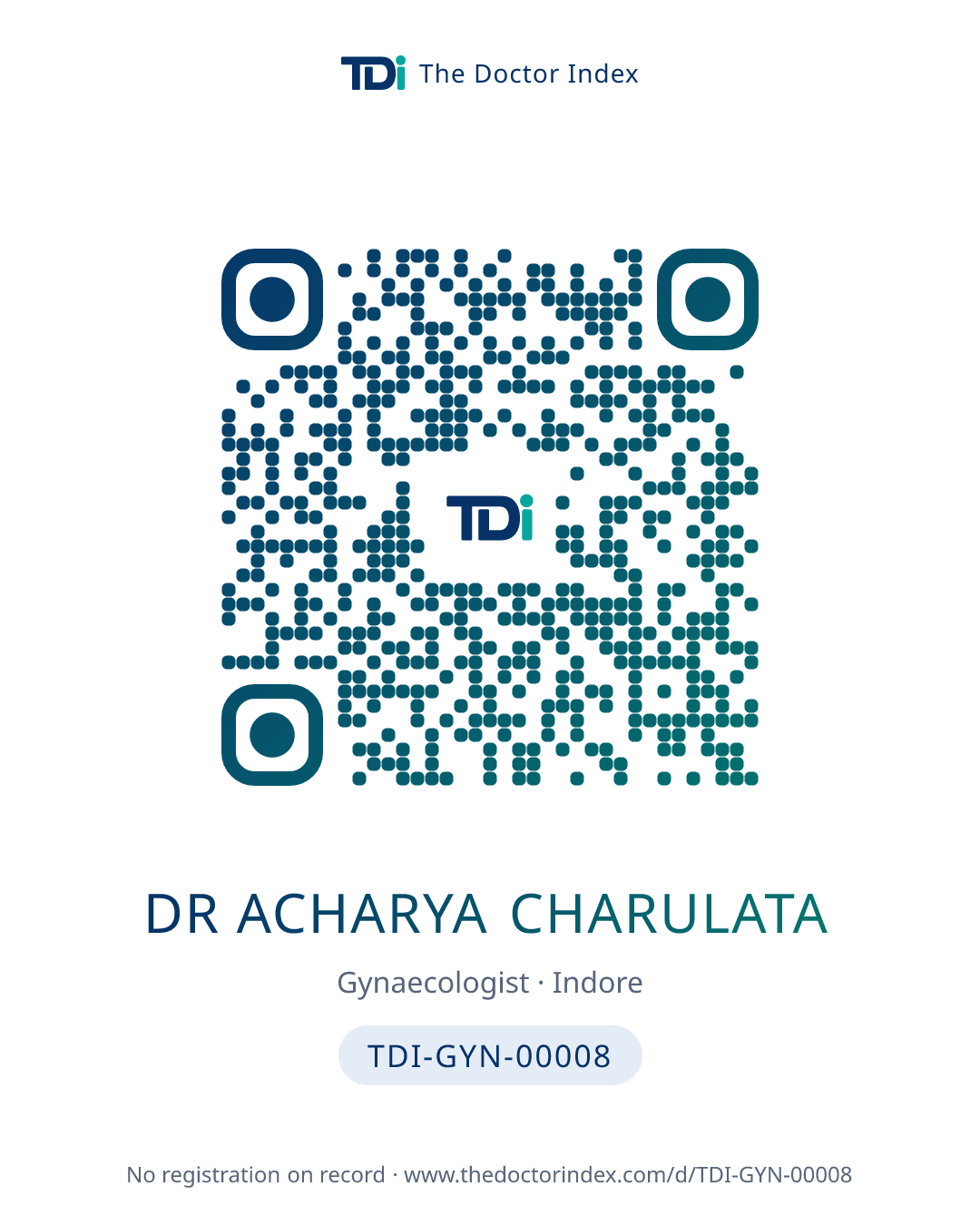QR card for Dr Acharya Charulata, TDI-GYN-00008
