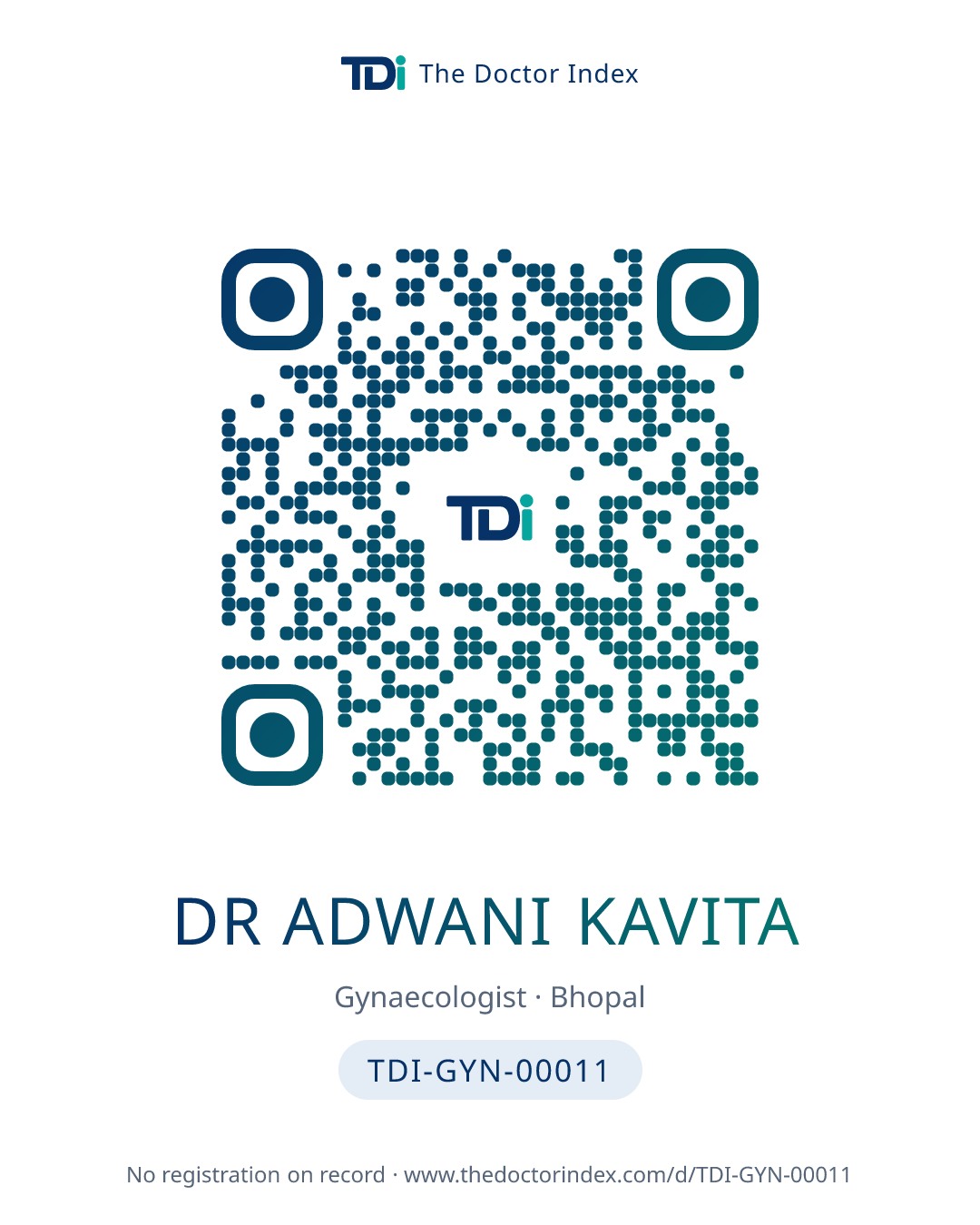 QR card for Dr Adwani Kavita, TDI-GYN-00011