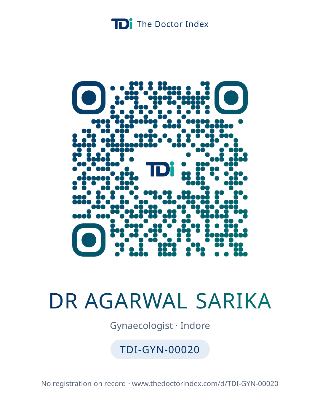 QR card for Dr Agarwal Sarika, TDI-GYN-00020