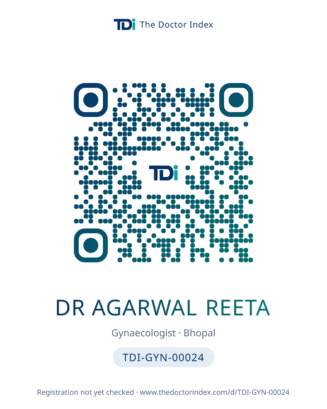 QR card for Dr Agarwal Reeta, TDI-GYN-00024