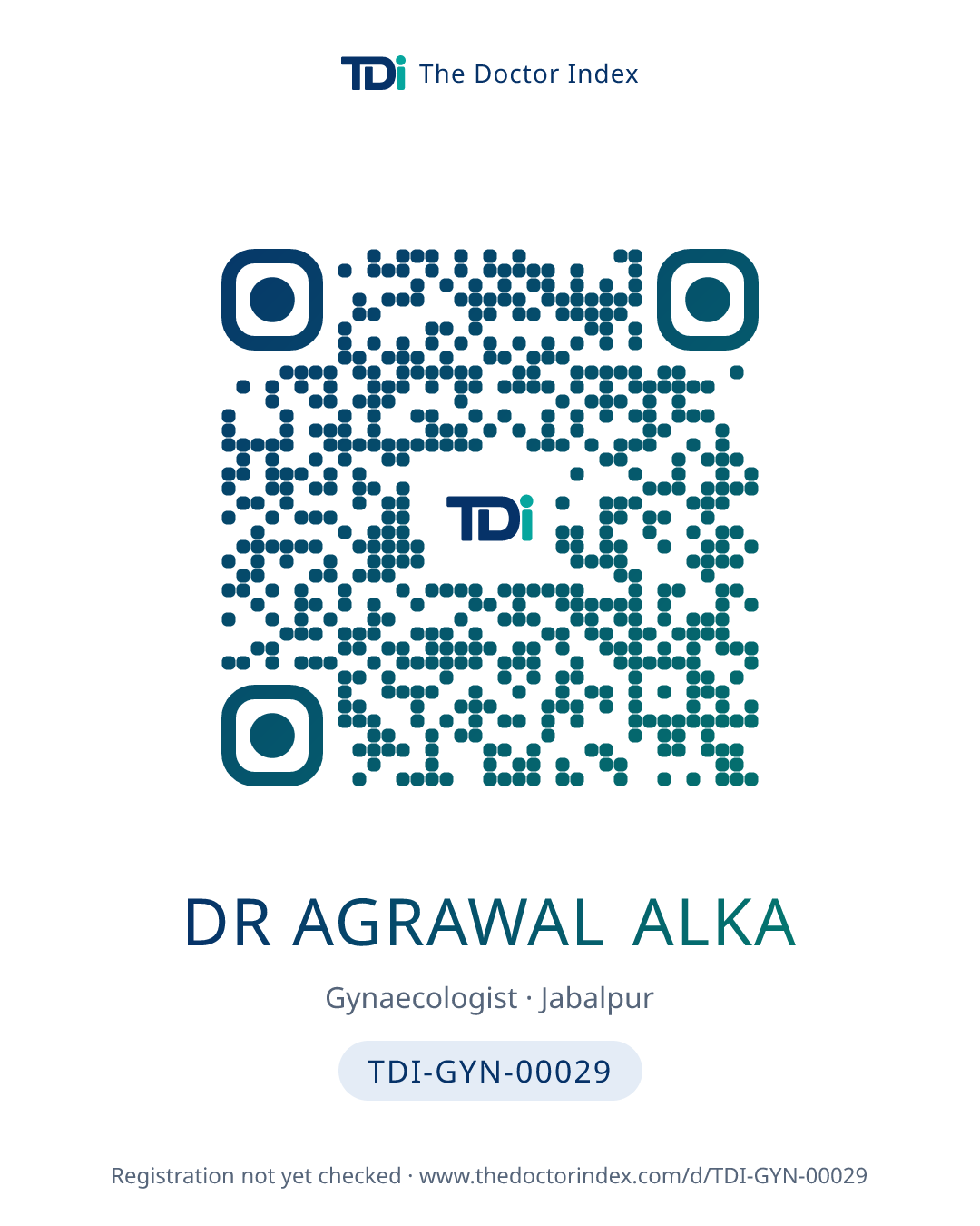 QR card for Dr Agrawal Alka, TDI-GYN-00029
