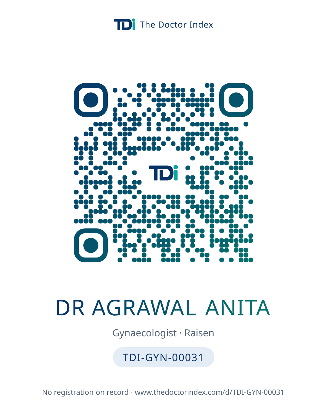 QR card for Dr Agrawal Anita, TDI-GYN-00031