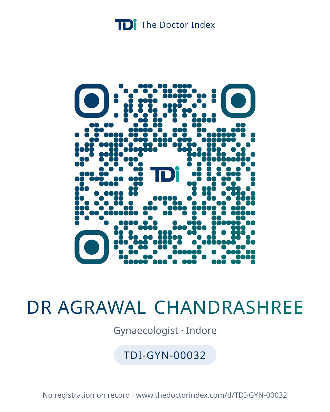 QR card for Dr Agrawal Chandrashree, TDI-GYN-00032